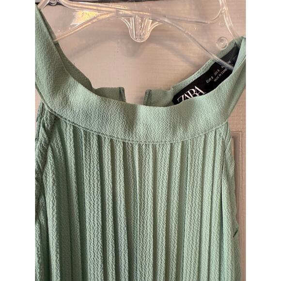 Zara Sea Green Pleated Halter Neck Jumpsuit Size Small - Picture 6 of 9